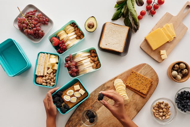 Meal prepping day with containers